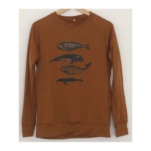 Whale Species Lightweight Sweatshirt in Camel Brown - Size Small